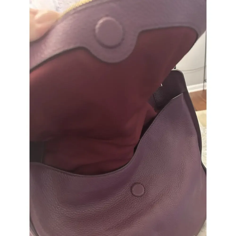 Marc Jacobs The Groove Hobo Large Fold Over‎ Bag Burgundy Pebbled Leather